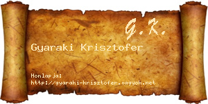 Gyaraki Krisztofer névjegykártya